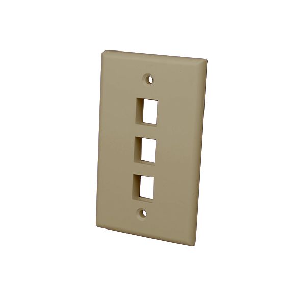 Multi-Media keystone Wall Plates- 3 Ports & Ivory