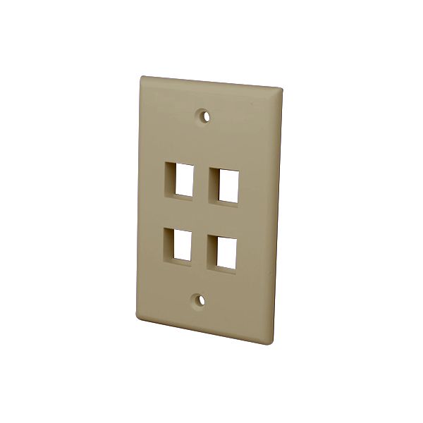 Multi-Media Keystone Wall Plates- 4 Ports & Ivory