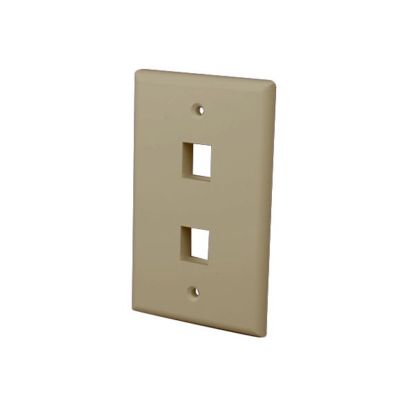 Multi-Media Keystone Wall Plates- 2 Ports & Ivory