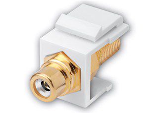 RCA to F Female Keystone Inserts- Insert: White, Ring: White