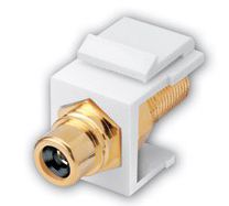 RCA to F Female Keystone Inserts- Insert: White, Ring: Black