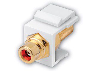 RCA to F Female Keystone Inserts- Insert: White, Ring: Red