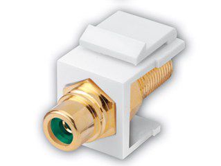 RCA to F Female Keystone Inserts- Insert: White, Ring: Green