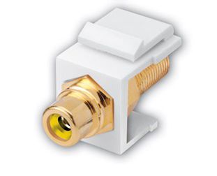 RCA to F Female Keystone Inserts- Insert: White, Ring: Yello