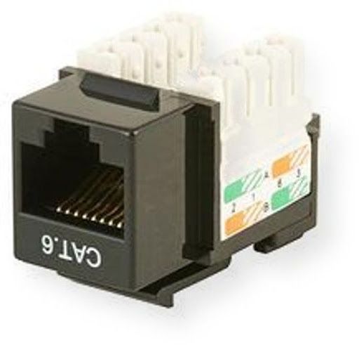 Category 6 90 Degree Keystone Inserts- 8 Conductor & Black