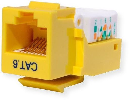 Category 6 90 Degree Keystone Inserts- 8 Conductor & Yellow