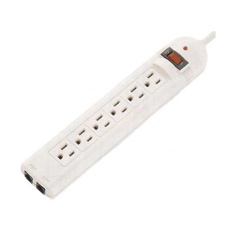 6-Outlet Surge Protector Strip with Phone-Fax-Modem Protect