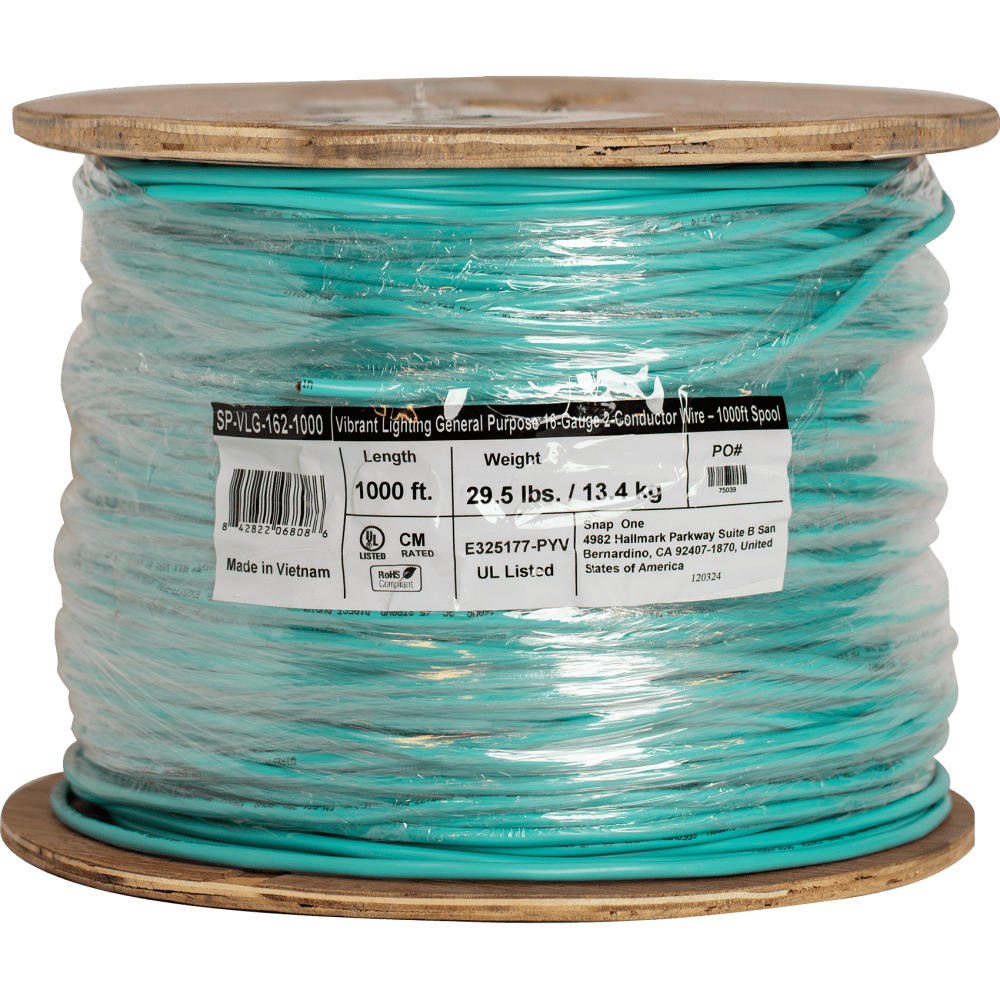 Vibrant Lighting General Purpose 16-Gauge 2-Conductor Wire – 1000ft Spool