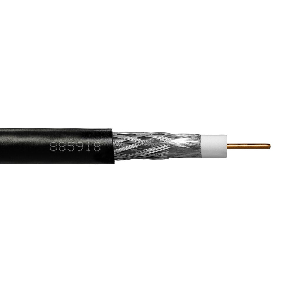 Provo Outdoor Direct Burial RG6U CATV 3000MHz 18 AWG SOL BC 100% FL SH + 40% AL BRD SH RoHS – Black JKT
