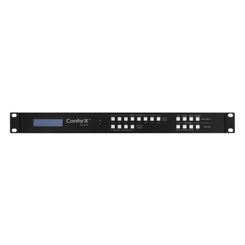 AVPro Edge AC-CX-84 ConferX 4K 8x4 Matrix Switcher with Instant Switching, 8-HDMI/2-HDBaseT Inputs to 2-HDMI/2-HDBaseT Outputs, 1U, Black