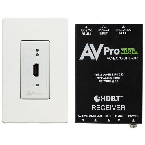 AVPro Edge AC-CXWP-HDMO-BKT Basic HDMI Wall Plate Transmitter / Receiver Kit, Single-Gang, Low Heat