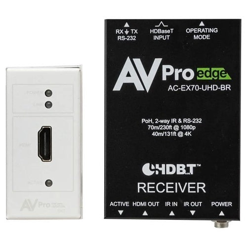 AVPro Edge AC-CXWP-HDMO-BKT Basic HDMI Wall Plate Transmitter / Receiver Kit, Single-Gang, Low Heat