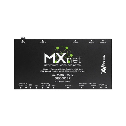 AVPro Edge AC-MXNET-1G-D MXNet 1G Series Decoder with HDMI Output, 4K60 4:4:4, JPEG 2000 Codec, Black