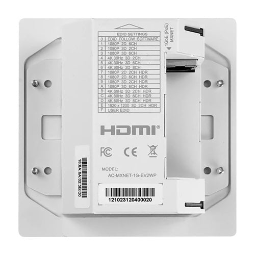 AVPro Edge AC-MXNET-1G-EV2WP MXNet 1G Evolution II Wall Plate Encoder with USB-C and HDMI Input, White