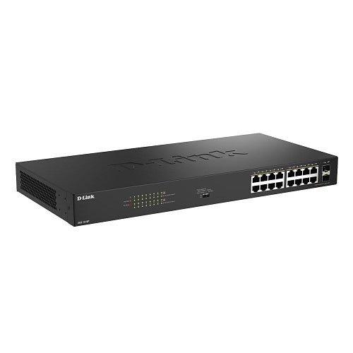 D-Link DGS-1018P 18-Port Gigabit Unmanaged PoE+ Switch with 2 SFP Ports, 240W Budget