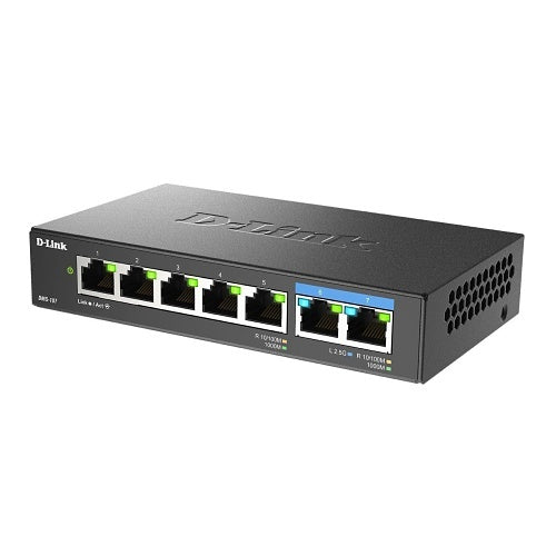 D-Link DMS-107 7-Port Multi-Gigabit Unmanaged Switch for Wi-Fi 6, QoS