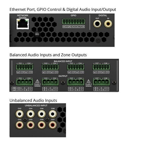 RTI 10-210861-19 DSP Matrix Amplifier AMP-8-125, 8-Channel 125W or 4-Channel 100V / 250W
