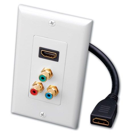 Single HDMI Pigtail and RGB Component Video Triple RCA Jack