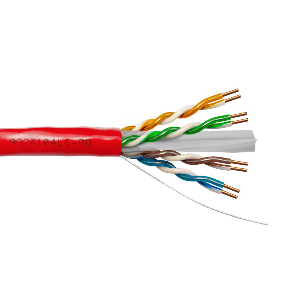 Provo CAT6 UTP Cable 23-4pr SOL BC UNSH 550MHz CMP ETL FT6 RoHS – Red JKT