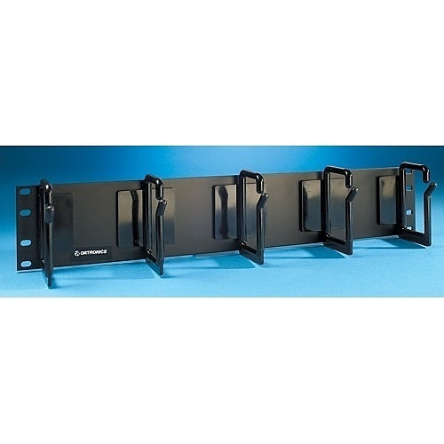 Ortronics 808004867 Cable Management Panel, Horizontal Plastic Distribution Rings, 3.95" x 2.4" D, 2-Rack Units 3.5", Black