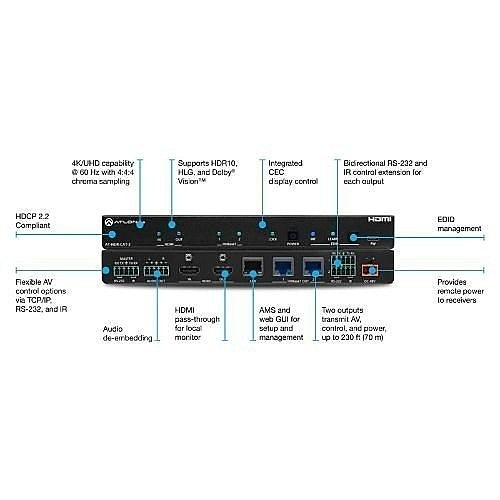 Atlona AT-HDR-CAT-2 4K Output HDR/HDMI to HDBaseT Distribution Amplifier