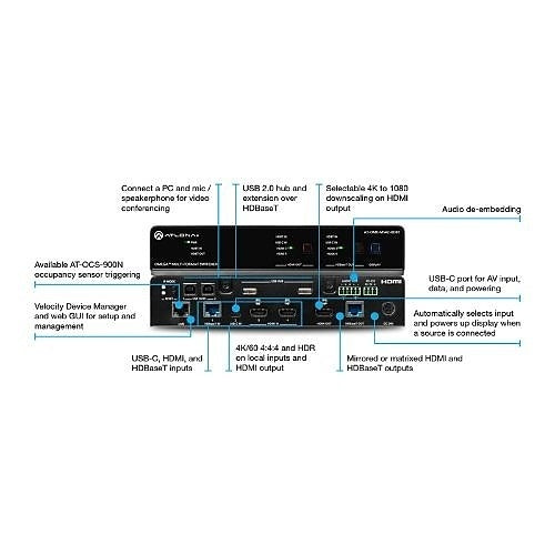 Atlona AT-OME-MS42-HDBT OMEGA 4x2 Matrix Switcher with USB Hub and HDBaseT Input