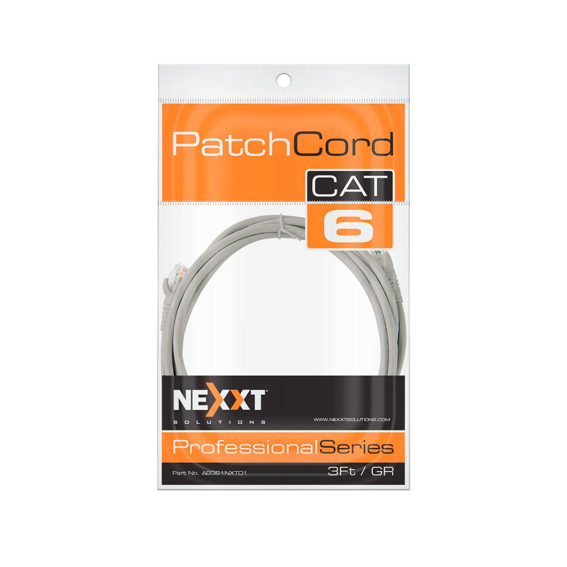 Nexxt Networking Cat6 3ft UTP Gigabit Ethernet Cable 4 Pairs 23AWG CMR UL ETL Verified - Gray