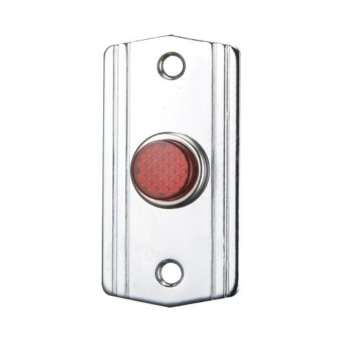 Alarm Controls MP-28L Mini-Plate with Large 1/2\\" Red LED, 12/24 VDC, Chrome Plated Brass