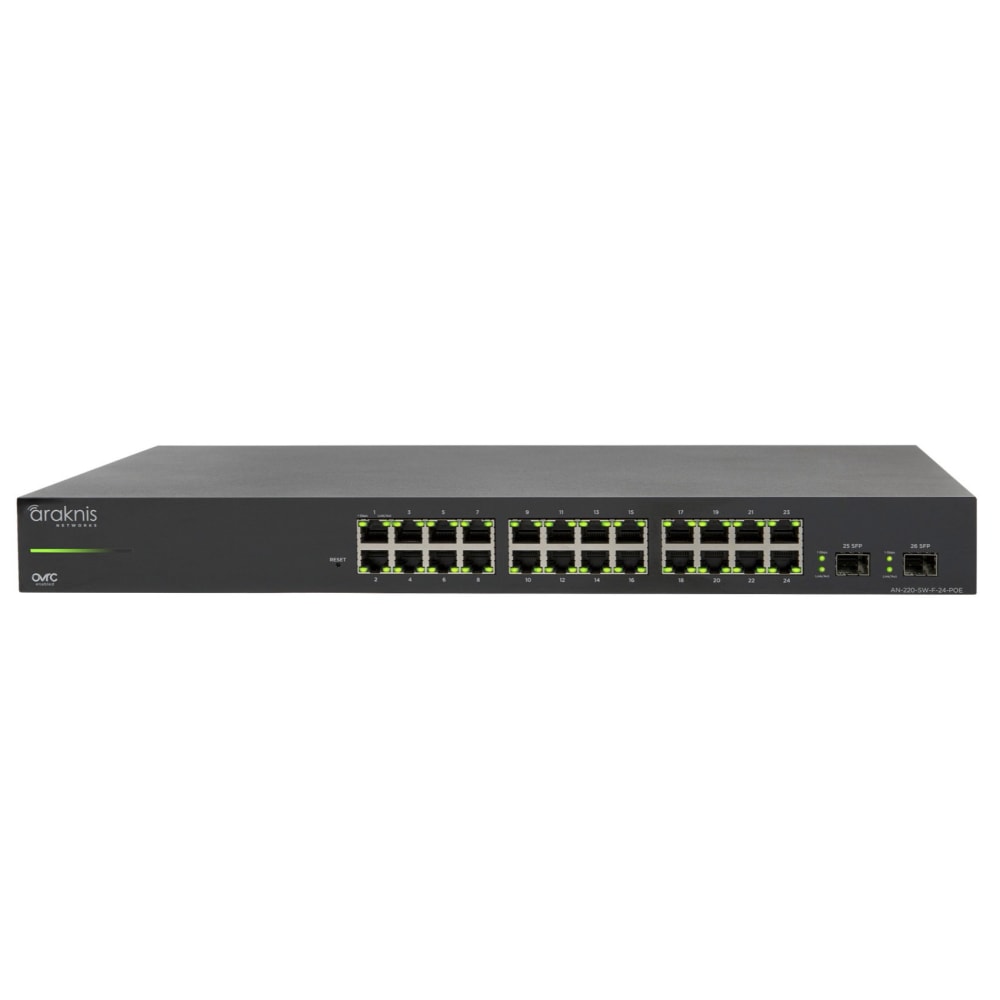 Araknis Networks 220 Series L2 Managed Gigabit Switch with Partial PoE | 24 + 2 Front Ports