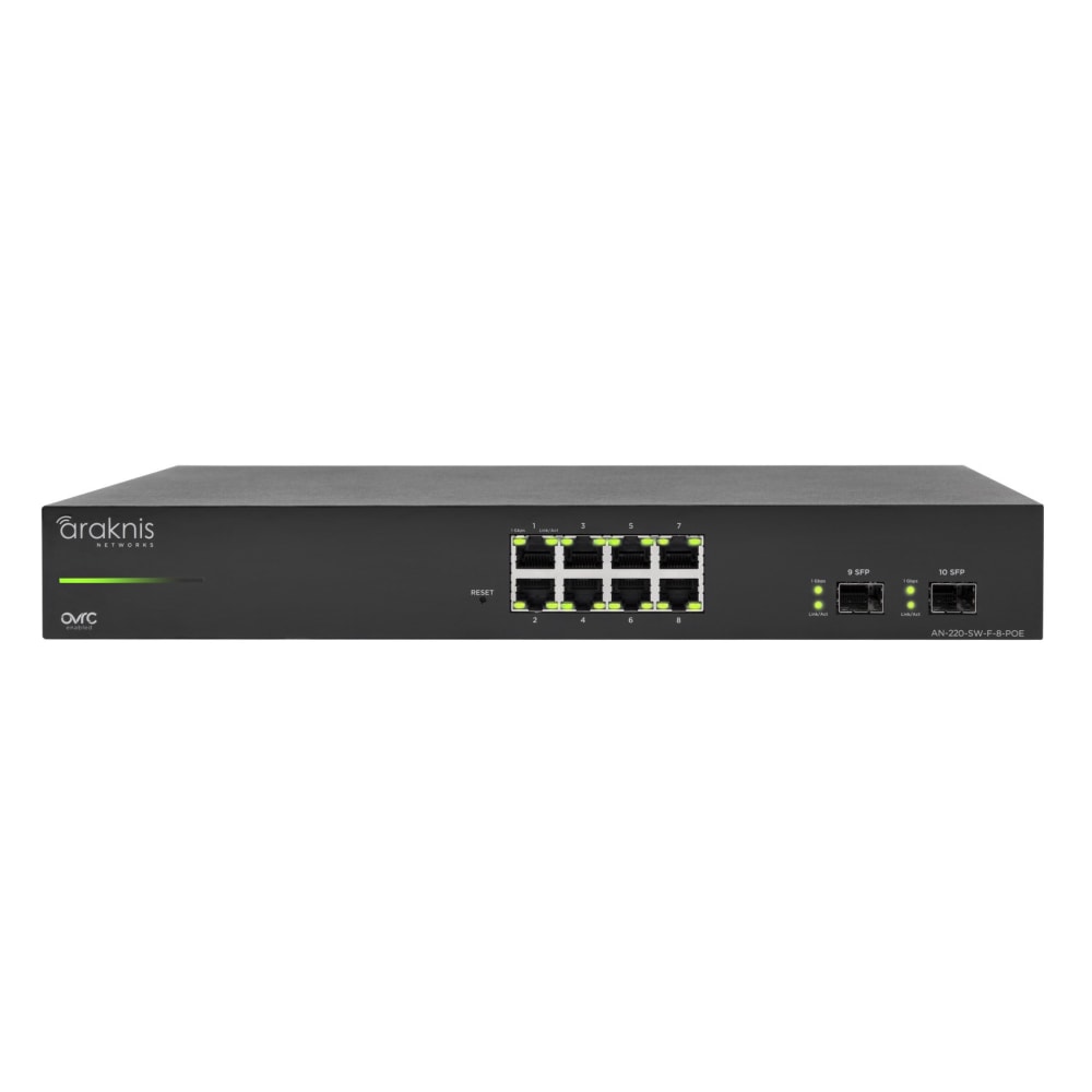 Araknis Networks 220 Series L2 Managed Gigabit Switch with Partial PoE | 8 Plus 2 Front Ports
