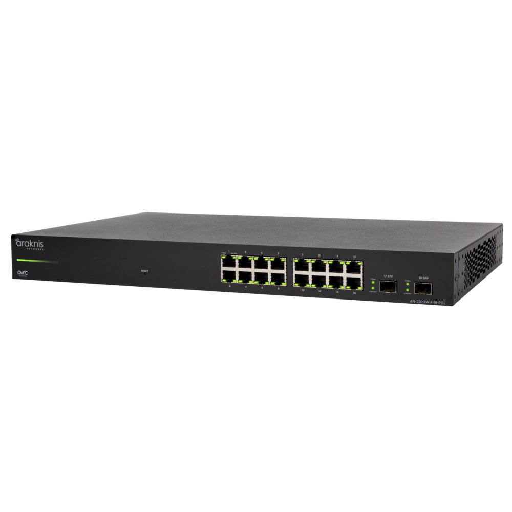 Araknis Networks® 320 Series L2 Managed Gigabit Switch with Partial PoE | 16 Plus 2 Front Ports