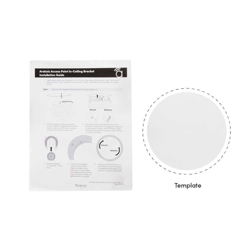 Araknis Networks Wireless Access Point In-Ceiling Bracket – Small Round