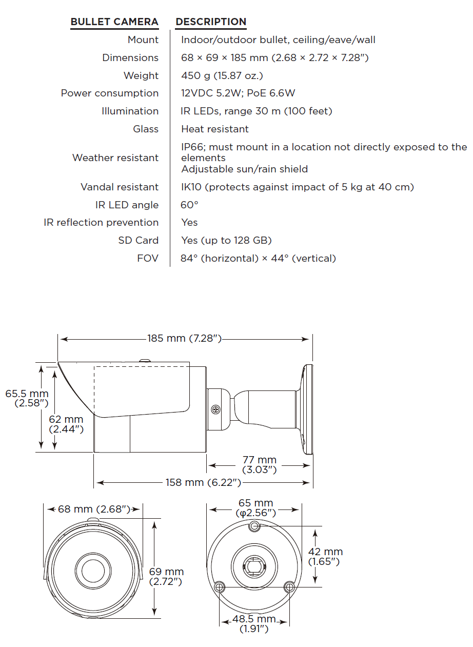 Pakedge IP Bullet Camera 4 MP