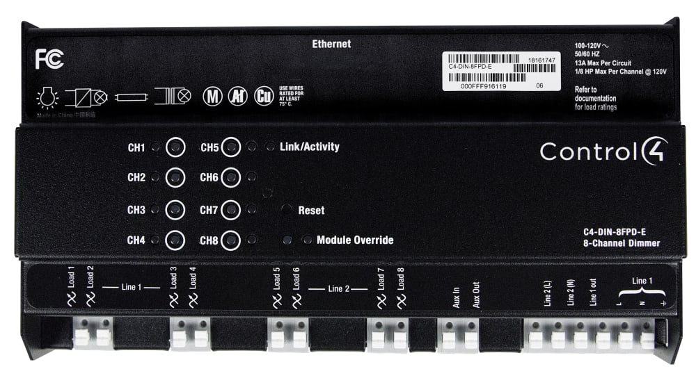 Control4® DIN-Rail 8-Channel Forward Phase Dimmer