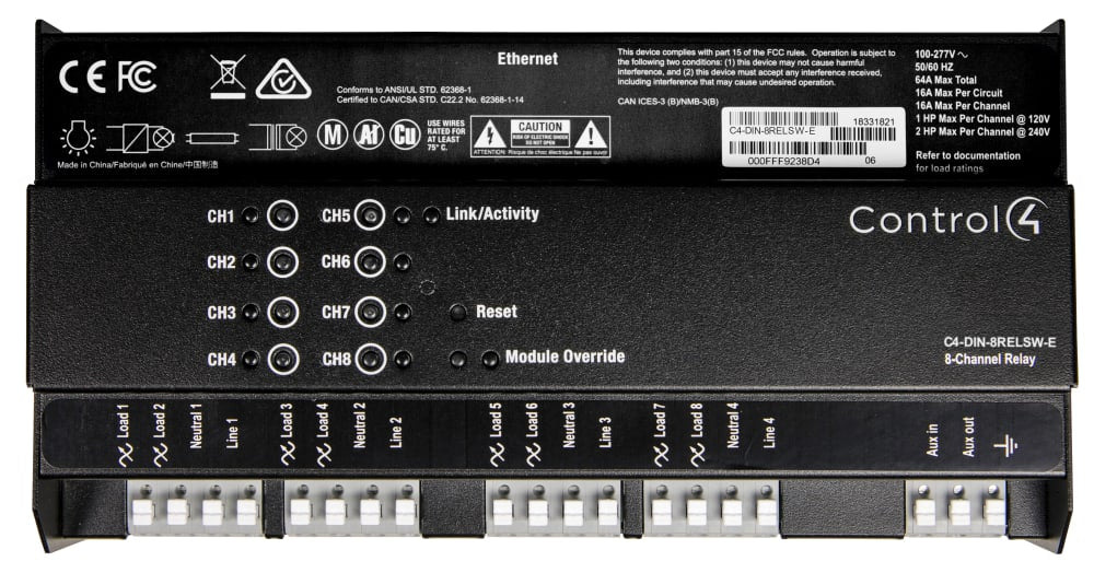 Control4® DIN-Rail 8-Channel Relay V2