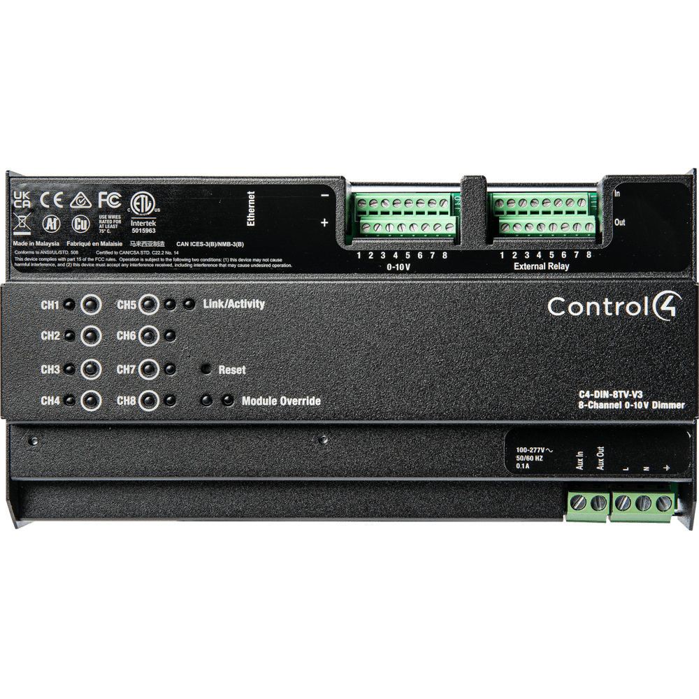 Control4® DIN-Rail 8-Channel 0-10V Dimmer V3
