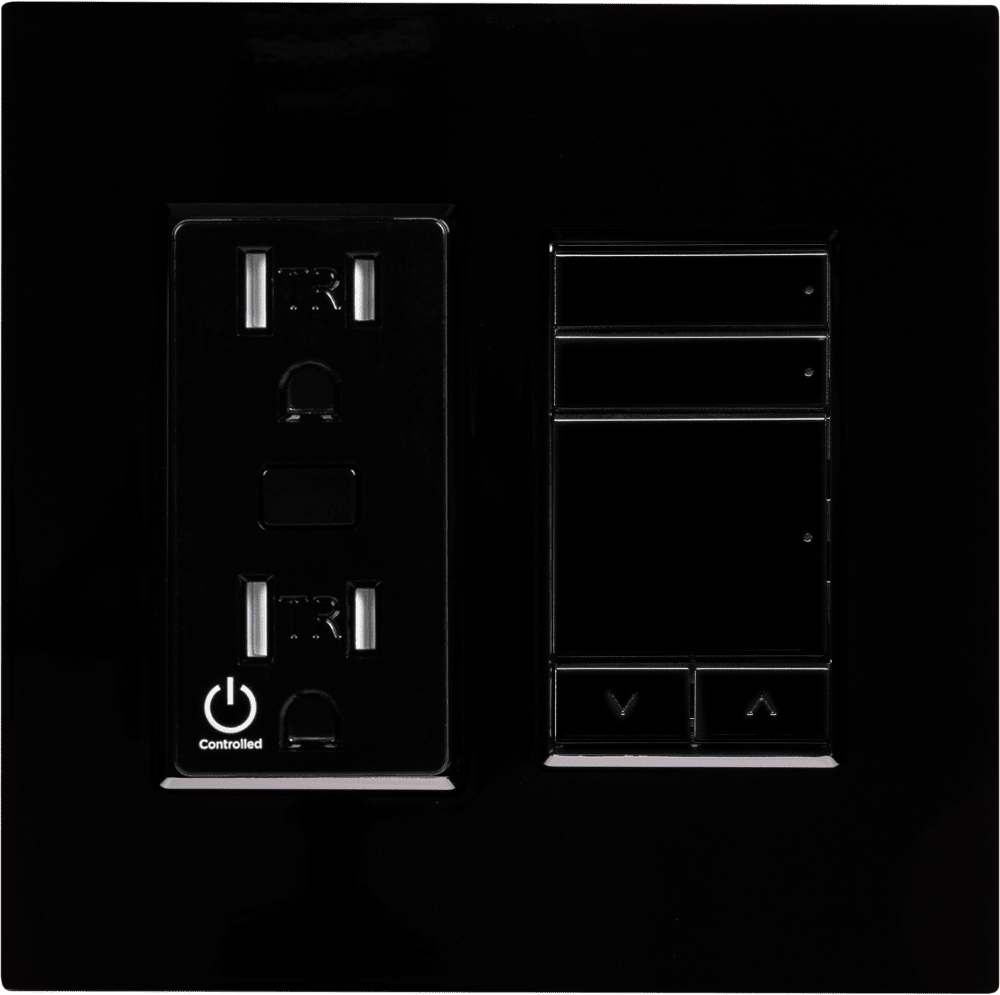 Control4® Faceplate, Contemporary, 2 Gang Combo (Black)