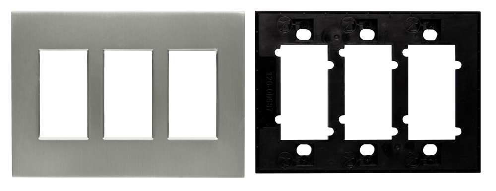 Control4® Faceplate, Contemporary, 3 Gang (Matte Stainless)