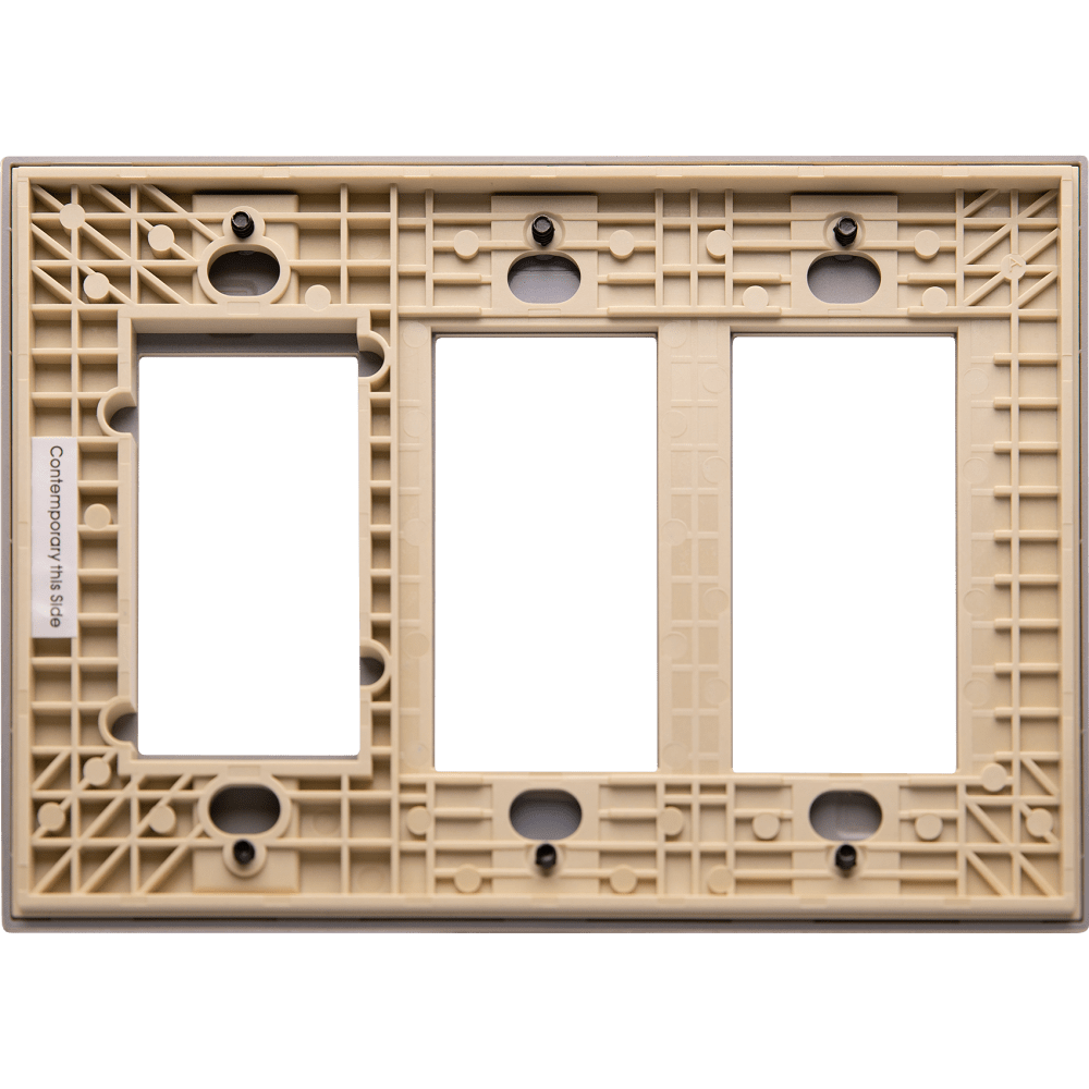 Control4 Faceplate, Contemporary, 3 Gang Combo, 2 Contemporary/1 Essential (Ivory)