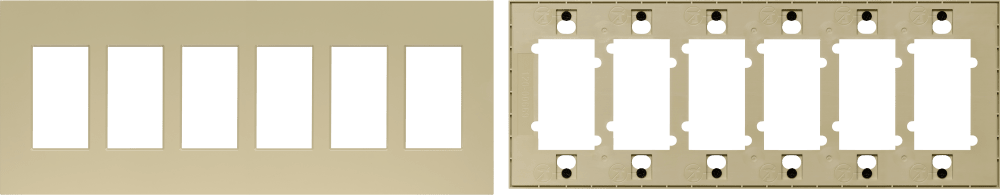 Control4® Faceplate, Contemporary, 6 Gang (Ivory)