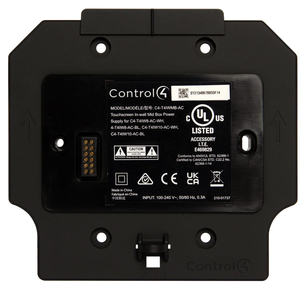 Control4® AC-Powered Mid-Box for T4 In-Wall Touchscreens