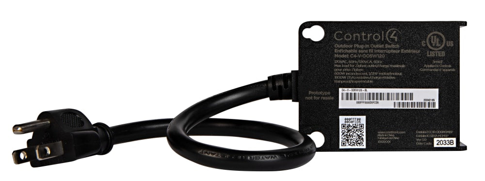 Control4® Outdoor Plug-In Outlet Switch, 120V (Black)