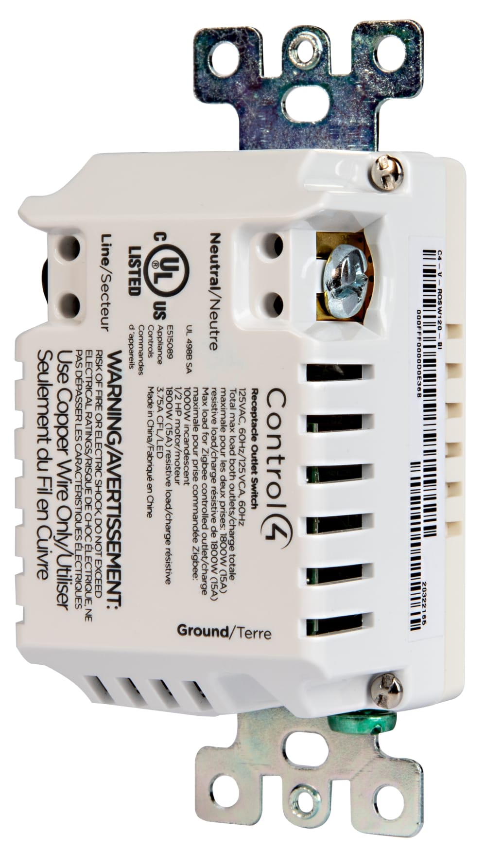Control4® Receptacle Outlet Switch, 120V (Biscuit)
