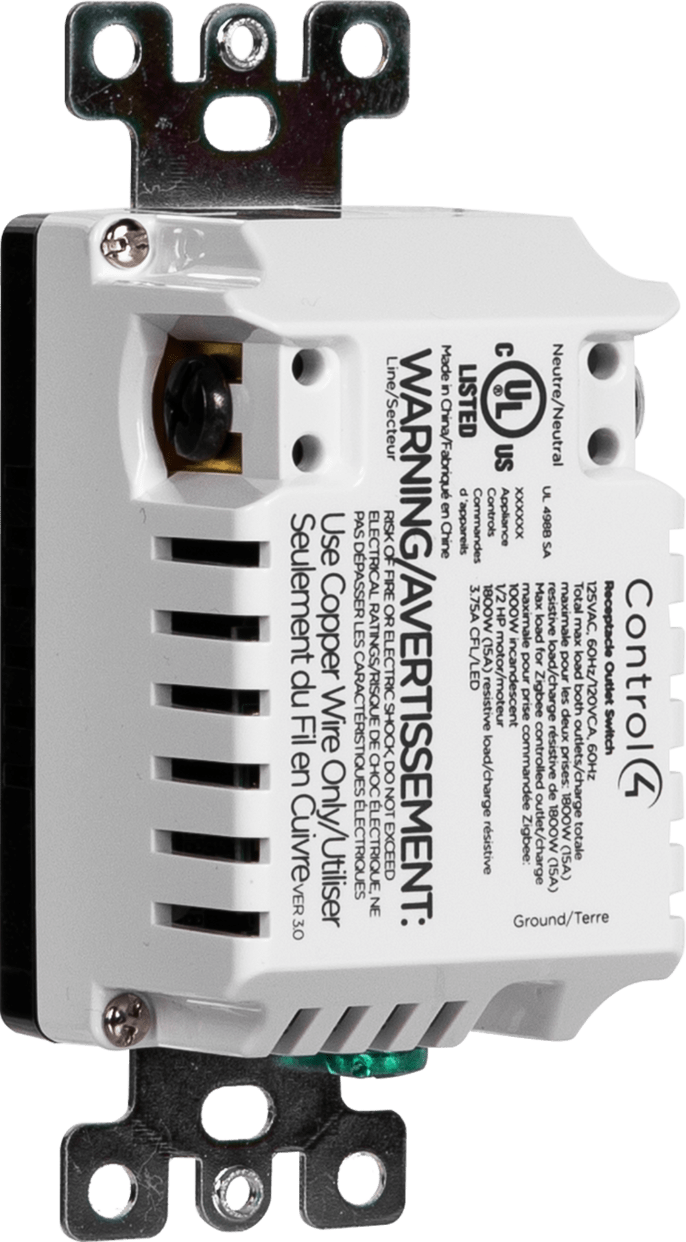 Control4® Receptacle Outlet Switch, 120V (Black)