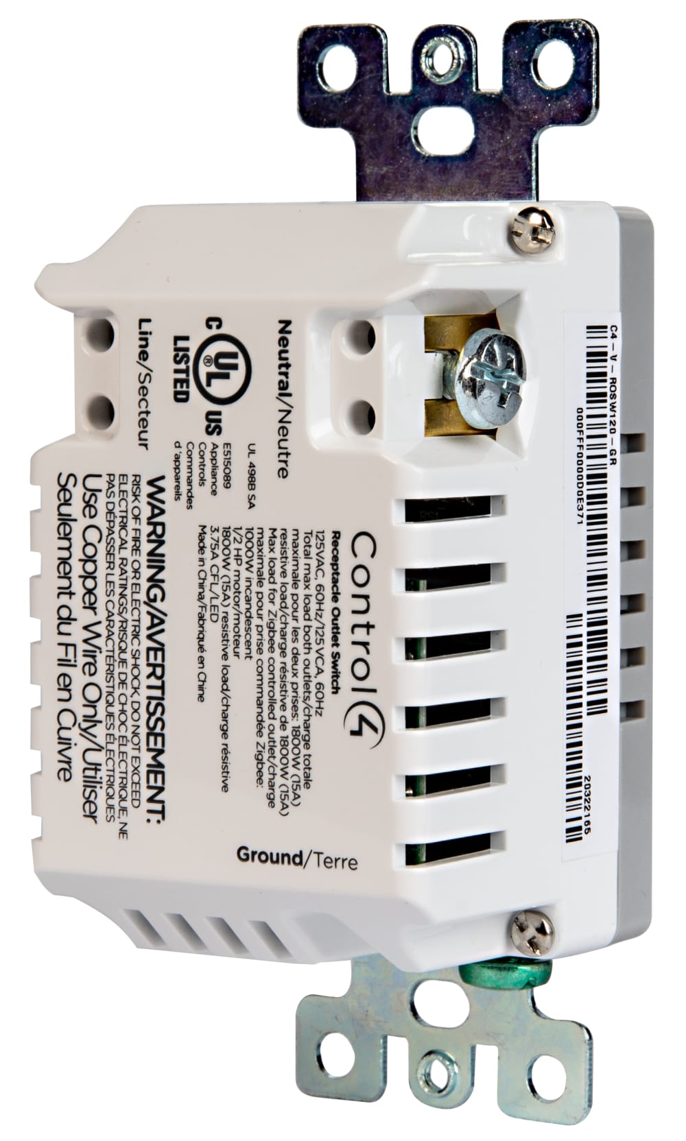 Control4® Receptacle Outlet Switch, 120V (Gray)
