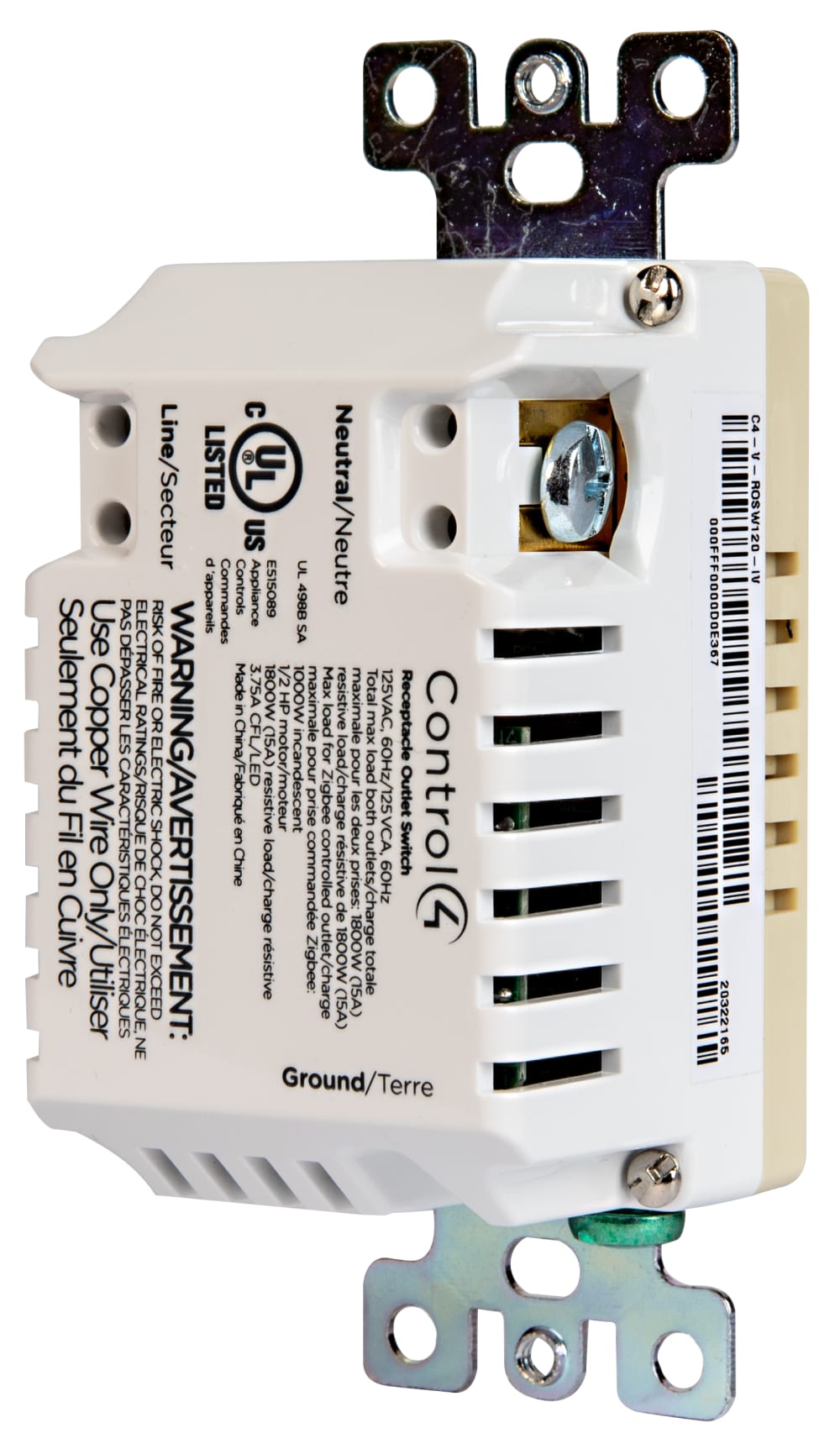 Control4® Receptacle Outlet Switch, 120V (Ivory)