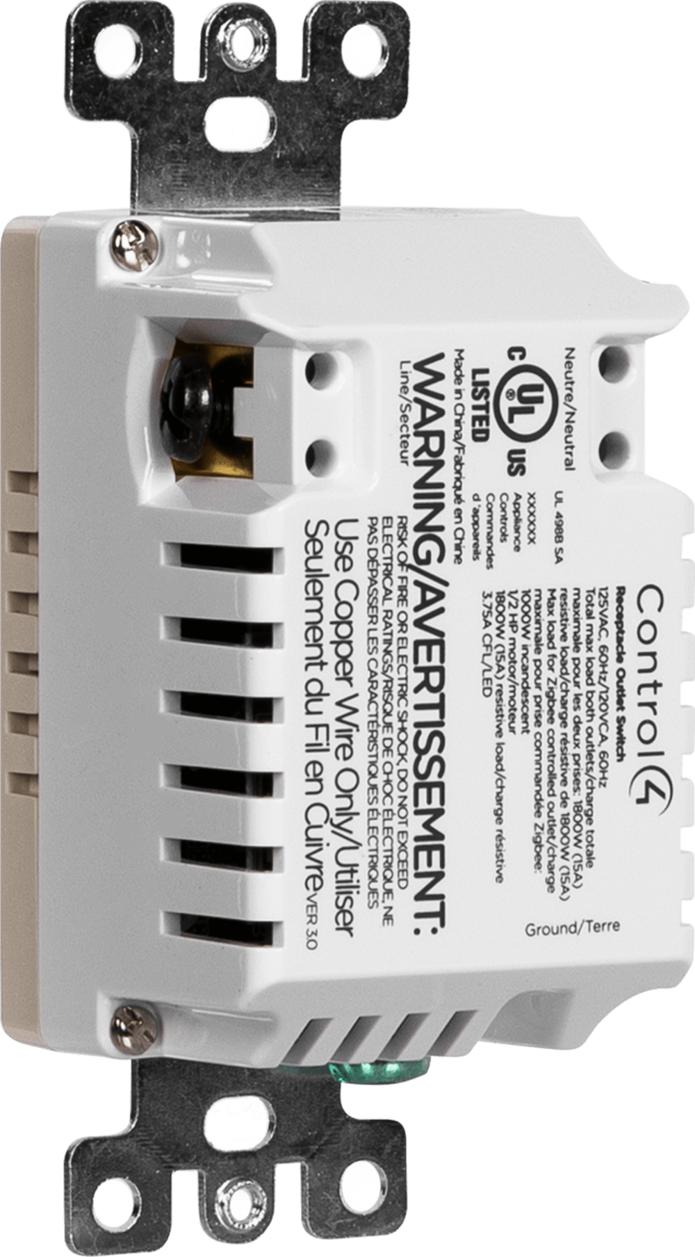 Control4® Receptacle Outlet Switch, 120V (Light Almond)