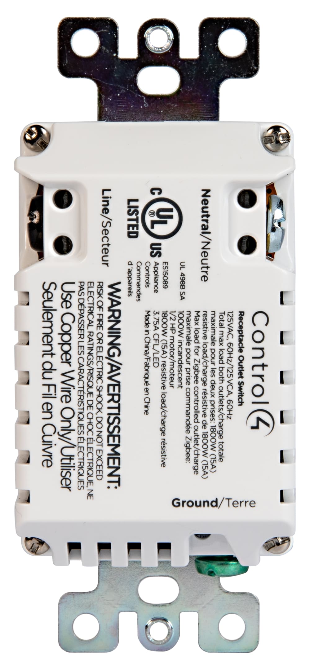 Control4® Receptacle Outlet Switch, 120V (Midnight Black)
