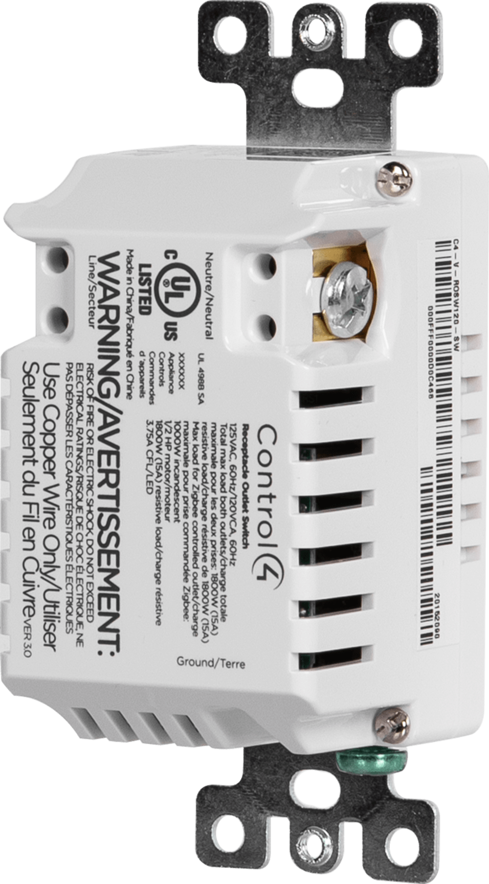 Control4® Receptacle Outlet Switch, 120V (Snow White)