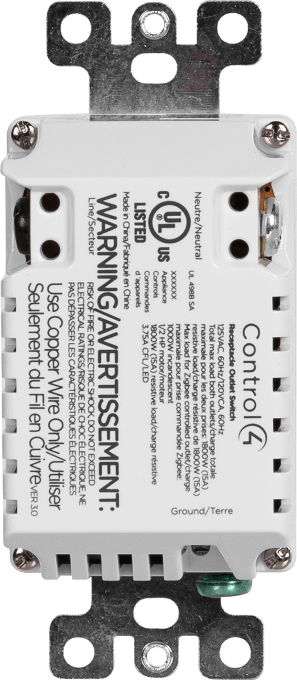 Control4® Receptacle Outlet Switch, 120V (Snow White)